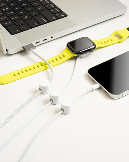 Cable Anchors for Desk Organization White | Premium Aluminum Cord Organizers | Charger + Cable Management Clips for Home & Office | Stylish, Sturdy, & Functional | (3 Pack)