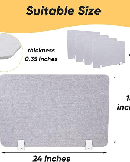 4 Pack Acoustic Desk Panel Privacy Desk Dividers 16x24 Inch Noise Reducing Desk Privacy Panel and Visual Distraction with Metal Clip for Student Offices School (Moonlight Gray)