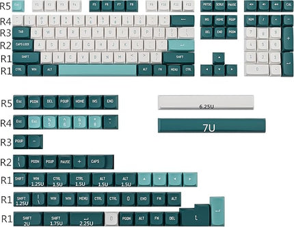 GTSP 163 Keys CSA Profile PBT Keycaps Set with 7U Spacebar, Double Shot Custom Green Keycap for ANSI Layout 60% 65% 100% MX Switches Mechanical Keyboard (Forest)