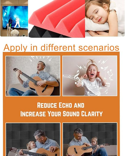 Acoustic Foams Panels 24 Pack 2" x 12"x 12" Sound Proof Foam Panels for Walls High Density and Fire Resistant Soundproofing Panels Soundproof Studio Wedges Sound Dampening Panels
