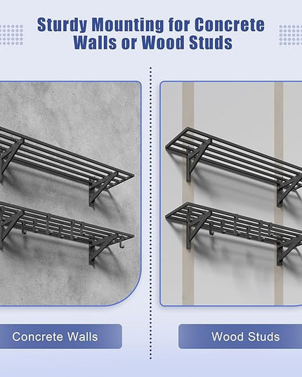 2-Pack 1x4ft Heavy Duty Garage Shelving, 1' x 4' Garage Wall Shelving Wall Mounted (2pack-1x4ft)