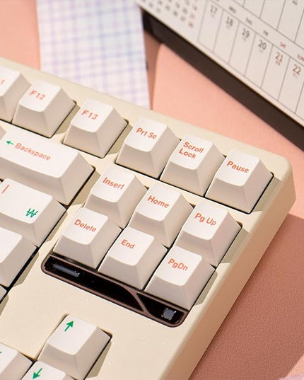 mintcaps Keycaps, 144Keys Dye-Sublimation PBT Keycaps Beige Korean Cherry Profile Keycap for 65% 70% 75% 100% Gateron Cherry Mx Switches Mechanical Keyboard