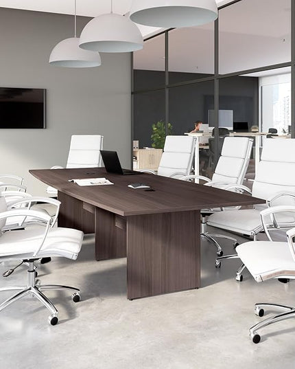 Bush Business Furniture 120-inch Office Conference Table with Wood Base, Boardroom Meeting Space for 10 Users, Storm Gray