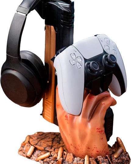 Exclusive Gaming Controller Holder & Headset stand figure for GTA VI and Call of Duty and Fortnite Gaming Room Decor | Staff Room accessories For PC PlayStation & Xbox | Shooter Decor | Present For Gamers Adults Kids Accessories