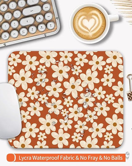 Square Mouse Pad Cute Flowers, Personalized Premium-Textured Custom Mouse Mat Design, Washable Mousepad Cloth, Non-Slip Rubber Base Computer Mouse Pads for Wireless Mouse