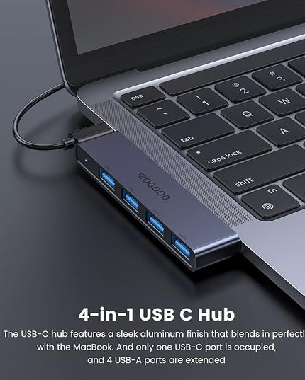 USB C to USB Hub 4 Ports,MOGOOD USB C to USB Hub Multiport Adapter,USB C Splitter with USB 3.0 Port,USB Type C Docking Station for MacBook Pro/Air2020/2019,Surface Pro and More