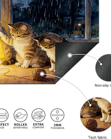 XL Mouse Pad Gaming Mousepad 31.5 x 11.8 Inch Large Keyboard Desktop Mat Diatomite Mouse Pad for Home and Office Desk Accessories with Cozy Window Night Cat Lamp Artwork
