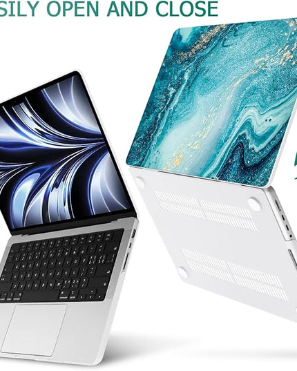 May Chen Case for MacBook Pro 14 inch, Models A2442 A2779 A2918 A2992 A3401 A3185 A3112 A3434, M1 M2 M3 M4 M5 Chip (2021-2025 Release), Plastic Hard Shell Case with Keyboard Cover, Blue Marble