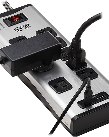 Eaton Tripp Lite Series Surge Protector Power Strip with USB Ports, Metal, 8 Outlets, 1 USB-A & 1 USB-C Charging Station, 2100 Joules, 8ft Braided Extension Cord, UL Listed (TLM88USBC)
