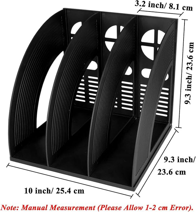 SAYEEC 2Pcs Magazine Holder Plastic File Sorter Binder Holder for Desk Folder Organizer Stand Book Shelf Dividers Vertical Filling Storage Rack Desktop Bookshelf Display Box for Office School (Black)