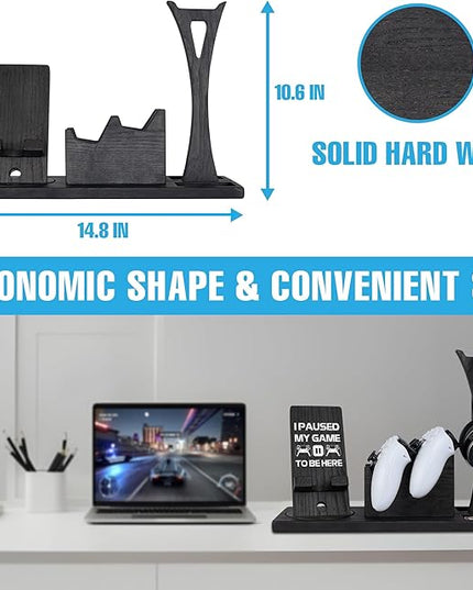 Gaming Accessories Organizer with Headphone Holder, Rotatable Phone Stand & Controller Stand - Unique Gamer Gifts Controllers Holders Gaming Equipment, Gifts for Gamers Controller Holder