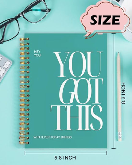 Yhtrg You Got This Inspirational Notebooks Journal, Green Motivational Spiral Journal Notebook for Women, Green Motivational Positive Notebooks for Office School Supplies, 5.5x8.3 Inch
