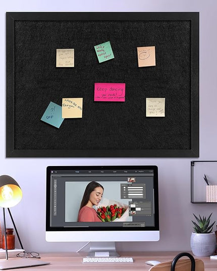TORASO Cork Board Bulletin Board, Approx. 20" X 30" Cork Boards for Walls with Pins, Eye Bolts, gaskets, Screws, Pin Board for Office, School and Home (BK,50x75cm,2p