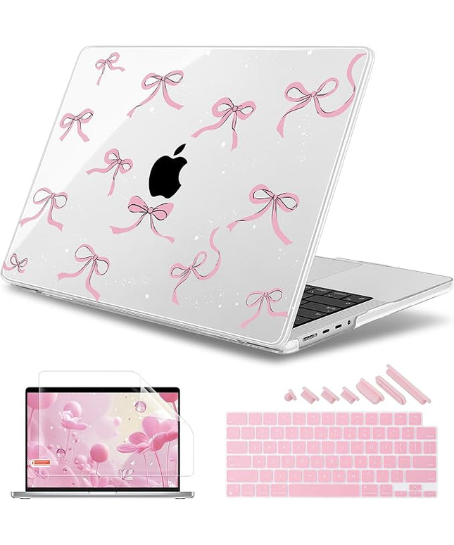 May Chen Case for MacBook Pro 14 inch, Models A2442 A2779 A2918 A2992 A3401 A3185 A3112 A3434, M1 M2 M3 M4 M5 Chip (2021-2025 Release), Plastic Hard Shell Case with Keyboard Cover, Star Bow
