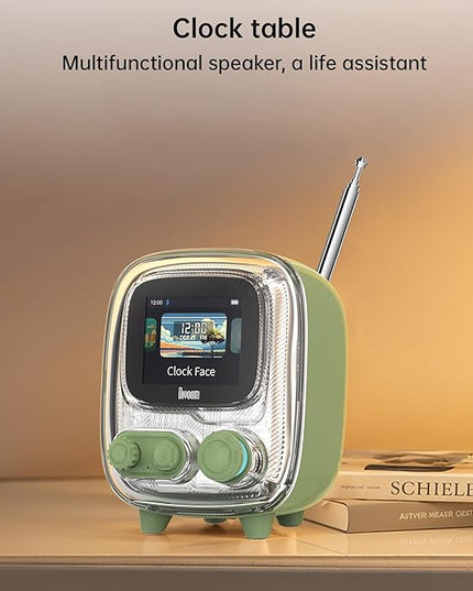 Divoom Tiivoo-2 Portable Bluetooth Speaker with FM Radio,Pixel Art Retro Mini Small Cute Wireless Speaker,Vintage Decor Suitable for Party Office Desk Home Bedroom Kitchen,Gifts for Women Men,Green