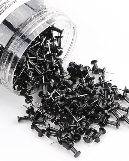 Yalis Black Push Pins 600 Count, Standard Dark Thumb Tacks for Corkboard Bulletin Board