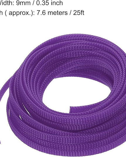 uxcell PET Expandable Sleeving 25ft 1/4" Purple Cable Management Sleeve Cord Organizer for Wrap Protect Cable