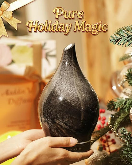 Porseme 150ml Essential Oil Diffuser Glass Color Changing Aroma Air Diffusers Aromatherapy Ultrasonic Cool Mist Humidifier 6 Running Hours Waterless Auto-Off for Sleeping Yoga Office Spa (Obsidian)