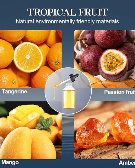 LEAMERR Reed Diffuser Set, 6.1 oz (180 ml) Tropical Fruit Scented Diffuser with Sticks Long-Lasting Home Fragrance Reed Diffuser for Home Room Office Bathroom Shelf Decor