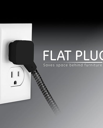 GE 3-Outlet Power Strip Extension Cord with Multiple Outlets 8 Ft Braided Short Cord Extension Cord Grounded Flat Plug ETL Listed White 41282