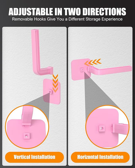 Hat Rack for Hat Storage (4-Pack), Multi-Purpose Hat Organizer, Strong Adhesive Hat Hooks for Wall Hat Organizer for Baseball Caps, Two Mounting Options Hat Hook, Pink