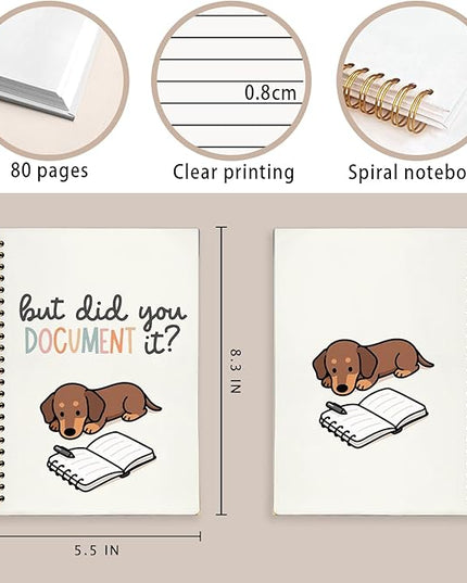 Funny Dachshund Notebook Journal Gifts for Women & Men, Dachshund Lover Gifts Notebooks for Women, But Did You Document It Weiner Dog Hardcover Spiral Notebook 5.5x8.3 Inch