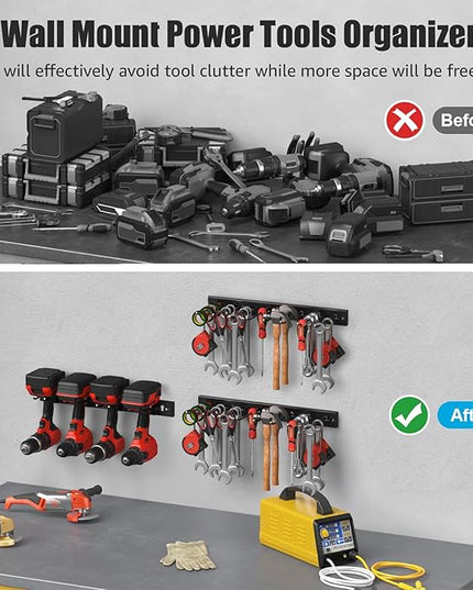 CCCEI 3 Modular Pegboard Strip Storage, Metal Peg Slat Wall Mount for Garage, Basement, Garden, Laundry Room Organization. Flexible Tool Organizer for Rake, Shovels, Crafting. Gifts for Men, Black.