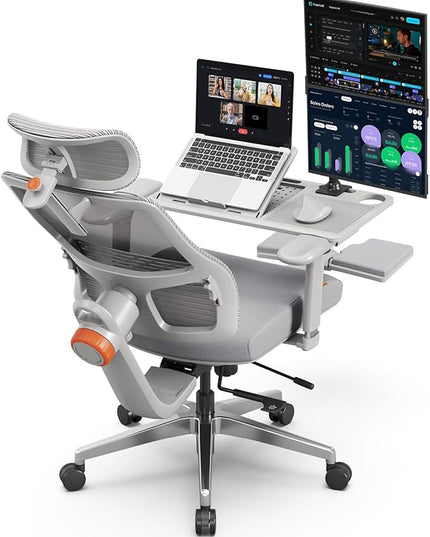 Newtral Ergonomic Office Chair - Home Office Desk Chair with Footrest, with Auto-Following Lumbar Support, 4D Armrest, Adjustable Seat Depth & Height