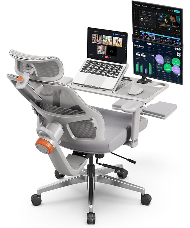 Newtral Ergonomic Office Chair - Home Office Desk Chair with Footrest, with Auto-Following Lumbar Support, 4D Armrest, Adjustable Seat Depth & Height