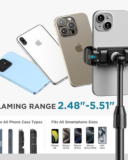InnoGear Webcam Mount for Desk, Table Telescopic Webcam Stand with Phone Holder for Camera Webcam C922 C930e C920S C920 C615 C960 C920x BRIO 4K NexiGo N60, Right Light, GoPro with 1/4" Thread