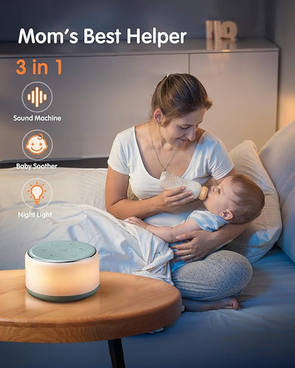 FamiSym White Noise Sound Machine Baby for Sleeping with Night Light – 34 Soothing Sounds, Rechargeable White Noise Machine for Kids Adults Sleep, Portable Lullaby Machine Baby Soother (Slate)