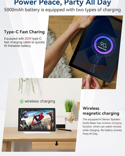 2025 Upgraded Android Tablet with Charging Speaker Dock, 2 Years Protection, Octa-Core CPU, 14GB+64GB Storage with 1TB Expansion, WiFi 6, BT5.3, Google Tablet, US Version