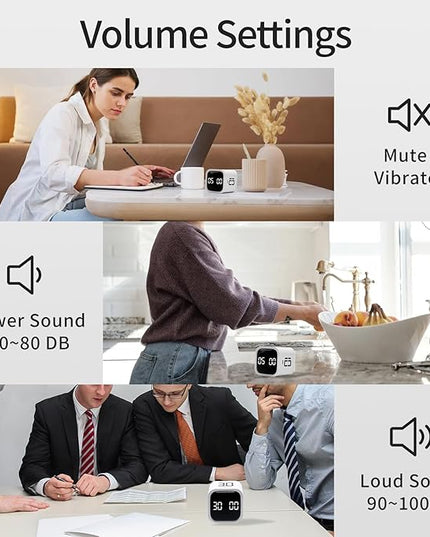Productivity Timer Flip Gravity Sensor Cube Timer Countdown & Countup,Mute & Vibrate & Sound，5/10/30/60min & Custom Timing, Perfect for ADHD,Work,Learning,Kitchen Cooking (2 White)