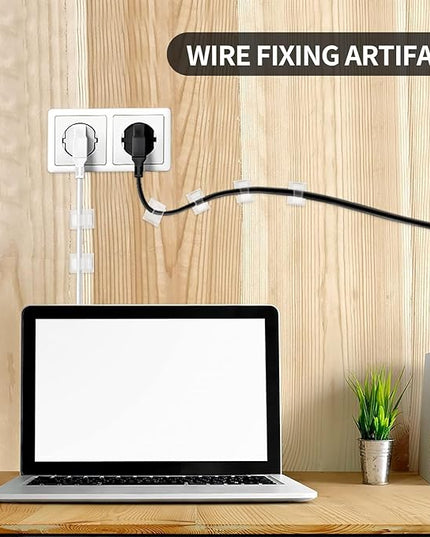 Viaky 30 Pcs Clear Cable Clips Self Adhesive Backed Nylon Adjustable Wire Management Transparent Drop Wire Holder for 0.5 Inch (12.5mm) Cables