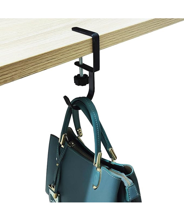 KISOY Purse Hook for Table Handbag Hangers Purse Hanger for Desk Bag Hooks for Tables can Hook Bag Purse Heavy Duty Foldable Purse Holder for Table Floding (Left-J Type Hook)