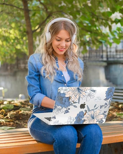 CISSOOK Compatible with MacBook Air 13.6 inch Case 2025 2024 2022 Release A3240 A3113 A2681, Lily Flowers Hard Shell Keyboard Cover Screen Protector for MacBook Air 13 inch M2 M3 M4