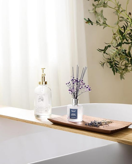 Airkeep Reed Diffuser Set,3.38 fl oz (100 ml) - Lavender Eucalyptus Oil Diffusers with 8 Reed Sticks, Home Fragrance Reed Diffuser for Bathroom Shelf Decor
