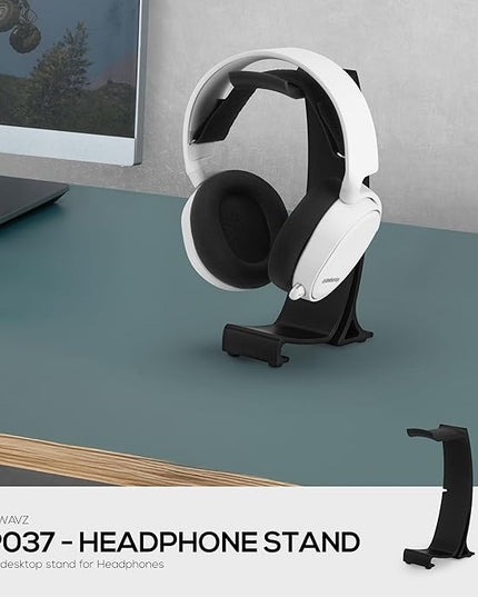 BRAINWAVZ Desktop Headphone Stand - Curved Hanger with Non-Slip Base & Cable Management- Compatible with SteelSeries, Sennheiser, Razer, Bose, Sony & More – (HP037)