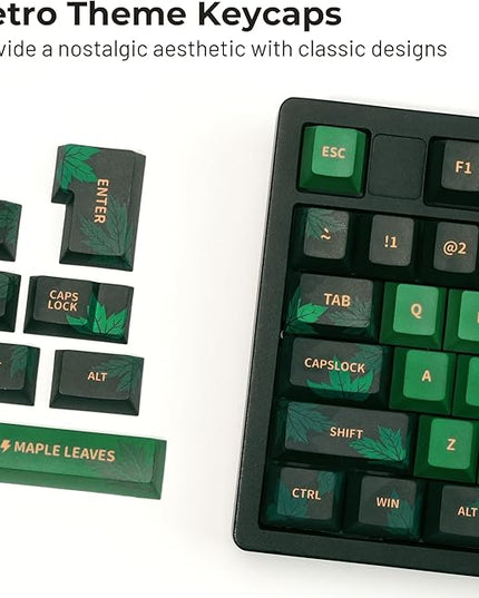 PBT Keycaps,XVX Maple Leaf Theme PBT Dye-Sub Keycaps Set, Cherry Profile Ke ycaps for 65%/75%/100% Mechanical Keyboards (Compatible with Gateron & Cherry MX Switches)