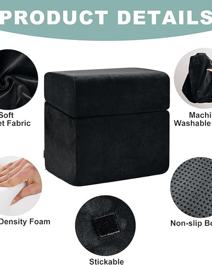 3 Adjustable Heights Foot Rest for Under Desk at Work - Ergonomic High Density Foam Footrest with Washable Cover, Foot Stools for Office, Home, Gaming (Black)
