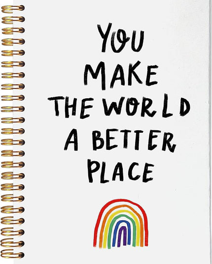 VNWEK You Make the World a Better Place Watercolor Rainbow Spiral Notebook Journal 5.5 x 8.3 inches,Inspirational Quote Lined Hardcover Spiral Notebook,Motivational Gifts for Women Teen Girls