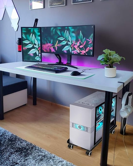 Seloom Computer Tower Stand, Adjustable PC Stand, Heavy-Duty Mobile CPU Tower Holder with Rolling Caster Wheels, Fits Most Gaming Desk Floor