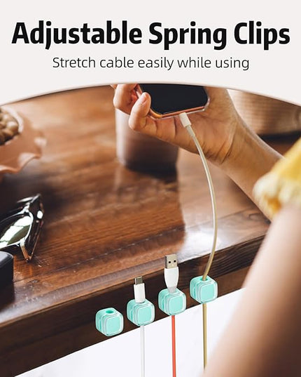 Magnetic Cable Clips Cord Organizer Holder, 6 Pack Adhesive Wire Holder Keeper Organizer USB Charging Cable Storage Holder for Home Office Phone Car Wall Desktop Nightstand Kitchen (Blue)