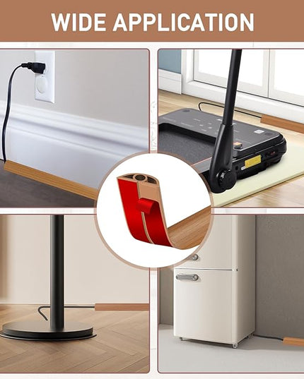 Floor Cord Cover Self Adhesive Cord Hider Floor Extension Cord Covers for Floor Power Cord Protector Cable Management Prevent Cable Trips Cable Cavity 0.32" W x 0.32" H (Light Brown Wood, 3.3Ft)