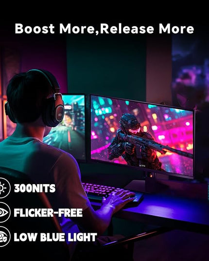 KTC 27 Inch Gaming Monitor 180Hz, Full HD 1920x1080 Fast IPS Computer Monitor, DP 1.4 & HDMI 2.0 Ports 1Ms FreeSync Frameless PC Gamer Monitor, HDR, VESA Mount, H27F22