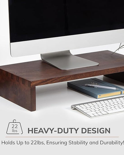 Anji Mountain Wooden Monitor Stand - Elegant Monitor Riser, Perfect Monitor Stand for Desk Organization, Durable Wood Construction monitor stands, Enhances Ergonomics and Workspace Efficiency,Walnut