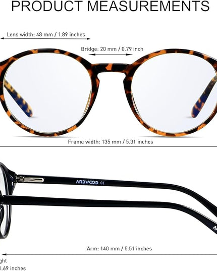 ANDWOOD Blue Light Blocking Glasses Women Men Computer Small Face Clear Bluelight Blocker Eyeglasses Frame