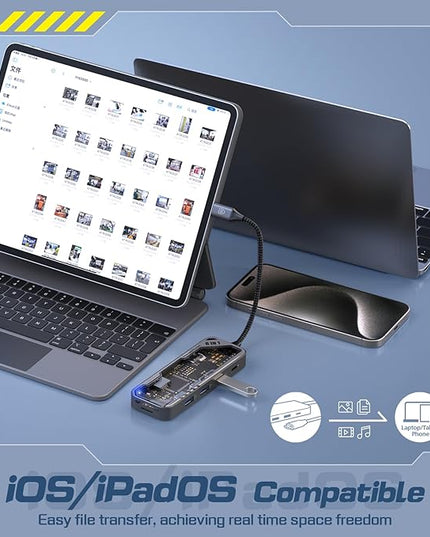 MicroPack USB C Hub 8 in 1, 100W PD Charging, 4K@60Hz HDMI, 3 USB 3.2 GEN1 5Gbps, TF/SD Card Reader, Gigabit Ethernet, Multi-Port Adapter Docking Station for MacBook ProAir iPad Laptop Type C Devices