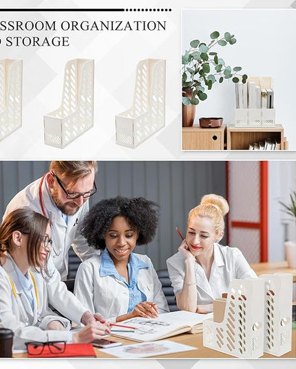 Glenmal 12 Pack Magazine Organizers Binder Organizer for Desk Plastic Vertical File Holder Magazine Racks Desk Accessories for Office, Home, or School (White)
