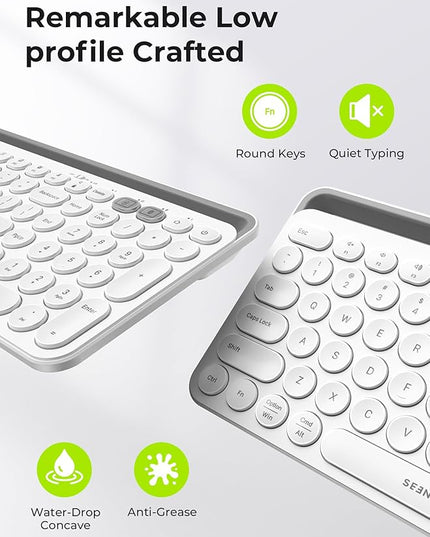seenda Bluetooth Keyboard and Mouse for iPad, CTU-301 Wireless Multi-Device Connection Bluetooth+2.4G Keyboard Mouse Combo with Tablet Holder for iPad/MacBook/Windows, iOS/Andriod/Phone, White